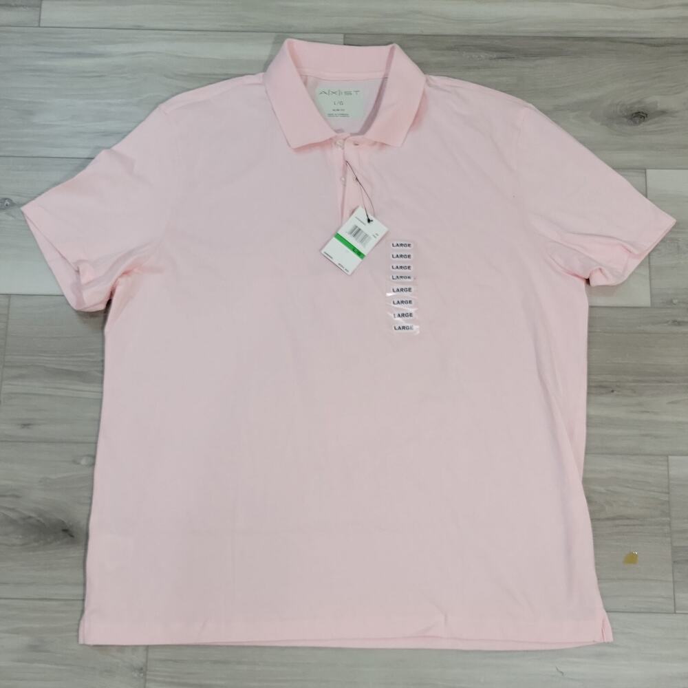 Axist Polo Shirt Men's Large Pink 3 Button Slim Fit New